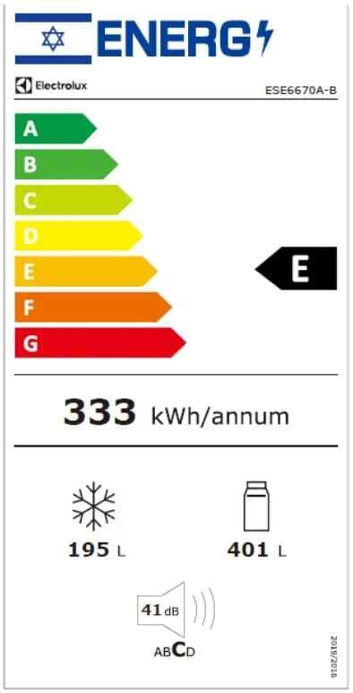 מקרר דלת ליד דלת SBS Electrolux ESE6670A-B אלקטרולוקס בנפח 596 ליטר נירוסטה מושחרת יבואן רשמי