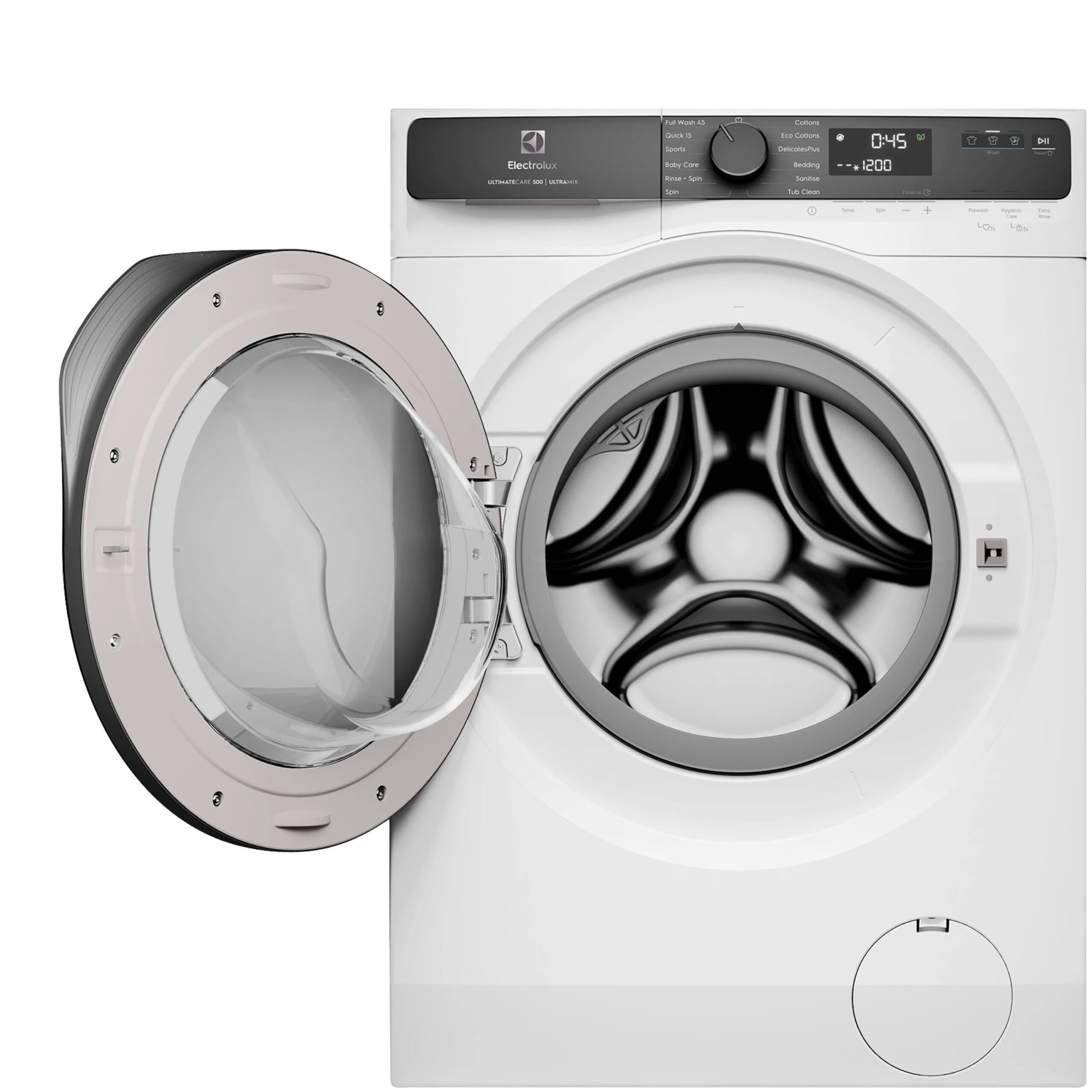 Electrolux EWF1023P5WC - מכונת כביסה 10 ק"ג פתח חזית לבנה-שחורה 1200 סל"ד | יבואן רשמי