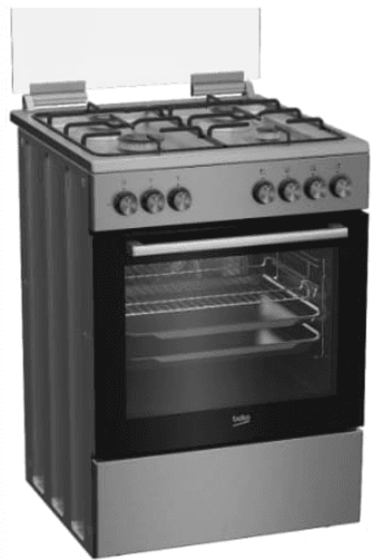 Beko FSE62123DXDSL תנור משולב כיריים בקו 72 ליטר 4 מבערי גז גימור נירוסטה רוחב 60 טורבו - יבואן רשמי