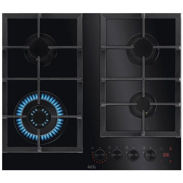 AEG HKB64341NB - כיריים גז 60 ס"מ זכוכית שחורה עם Step Power וטורבו ווק 3550W | יבואן רשמי משלוח מהיר