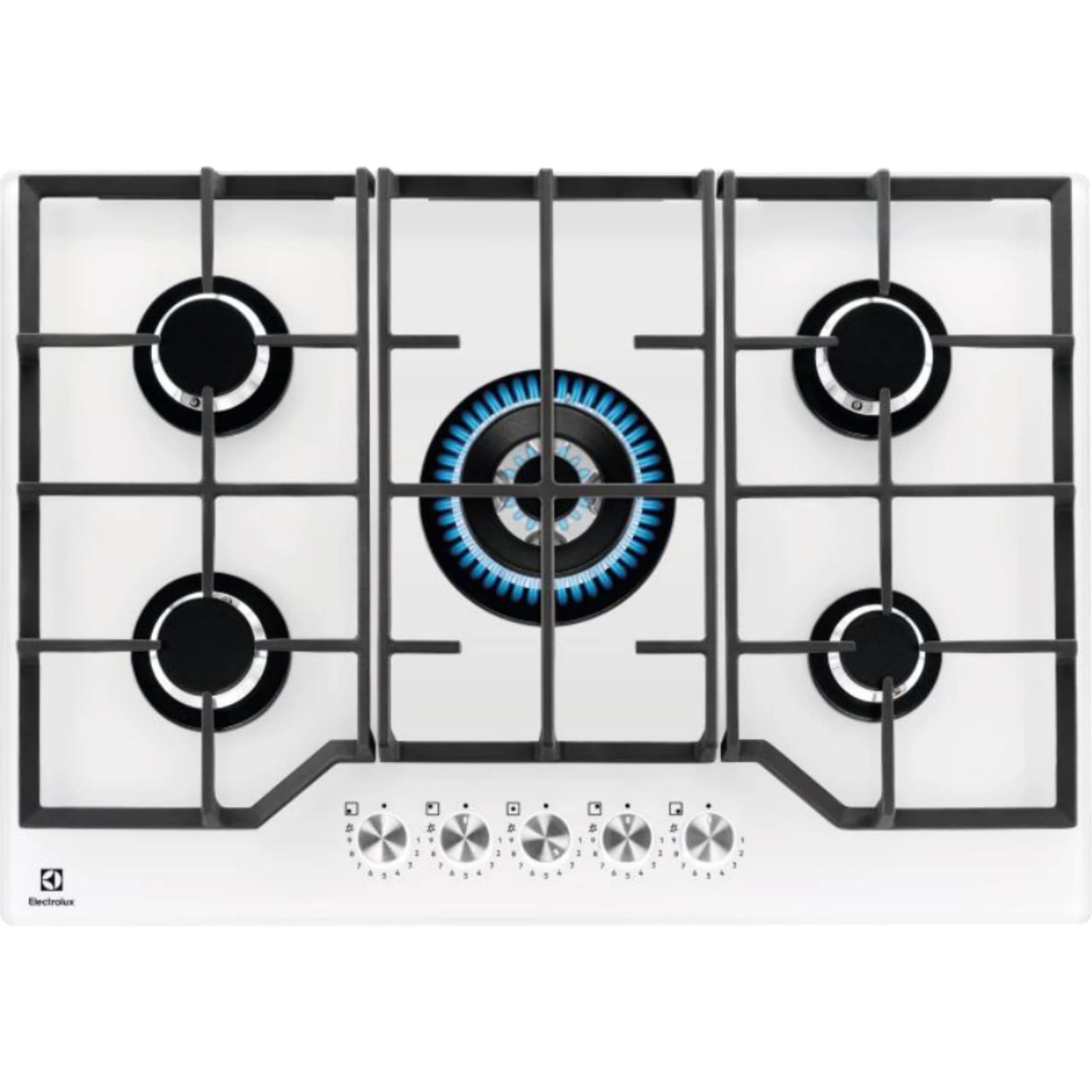 Electrolux KGG75362W - כיריים גז 5 להבות בעיצוב זכוכית לבנה יוקרתי | יבואן רשמי