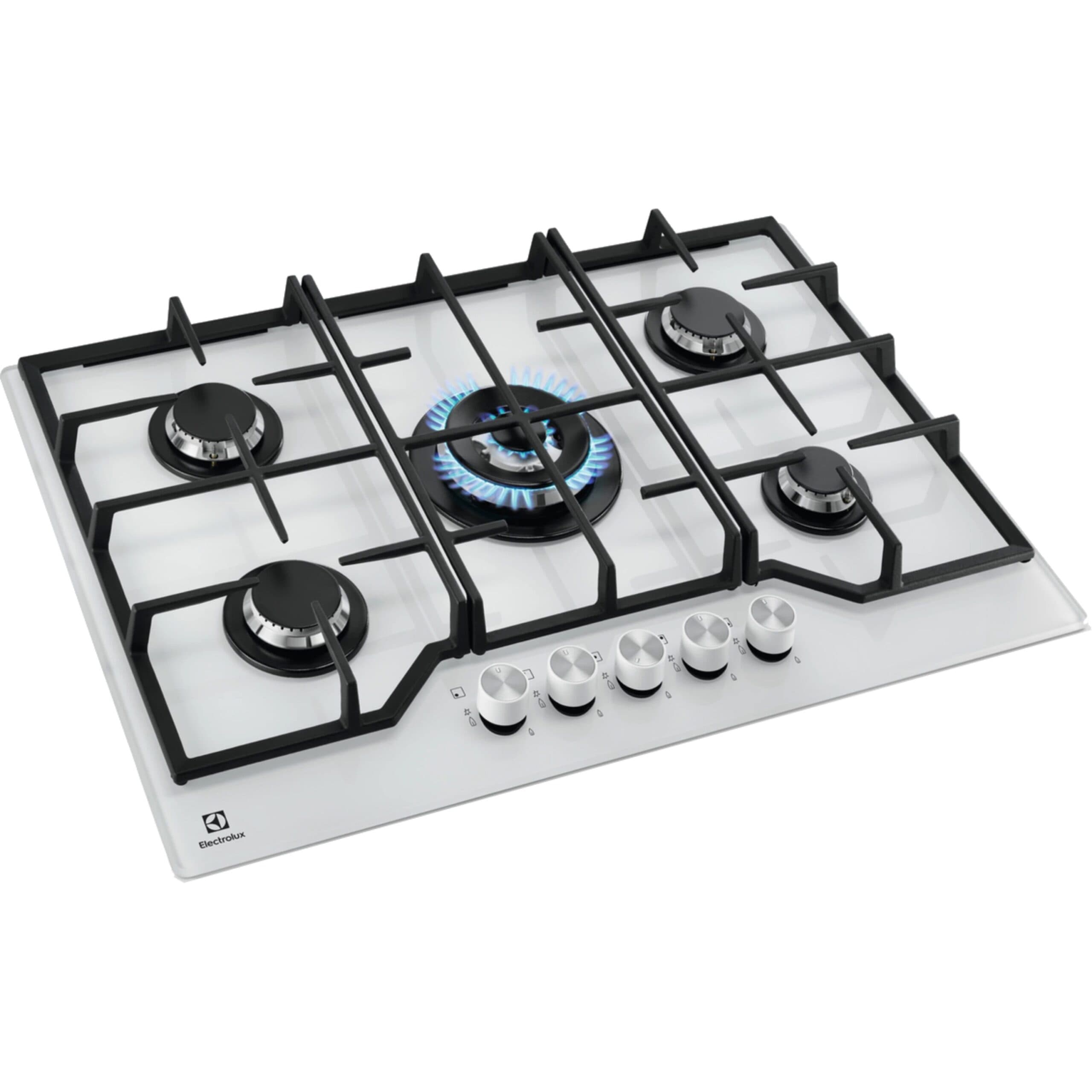 Electrolux KGG75362W - כיריים גז 5 להבות בעיצוב זכוכית לבנה יוקרתי | יבואן רשמי