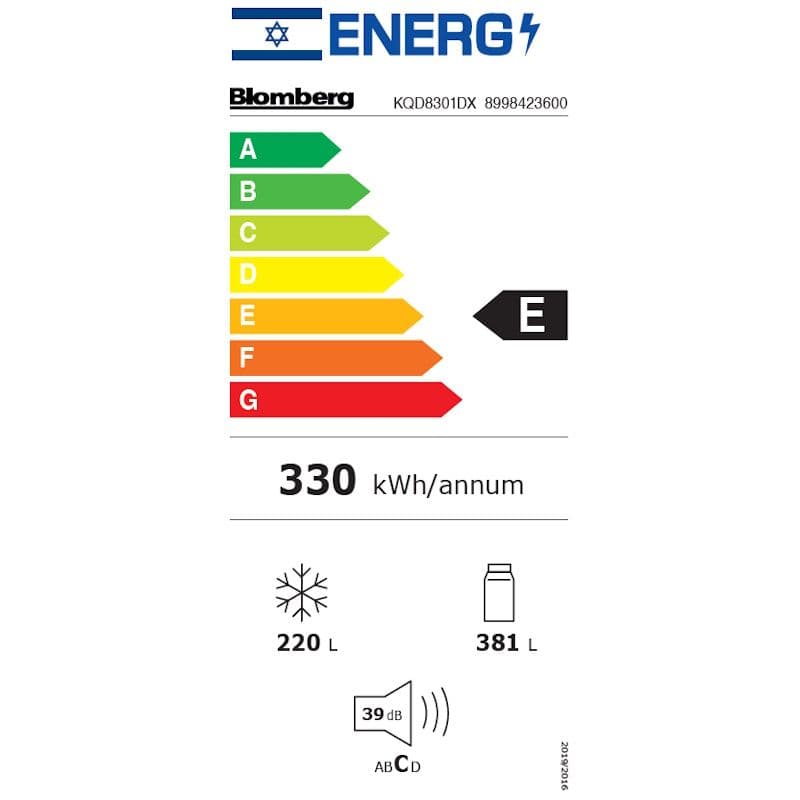מקרר 4 דלתות Blomberg KQD8301DX ‏601 ליטר עם מקפיא תחתון גימור נירוסטה מושחרת | יבואן רשמי-משלוח מהיר