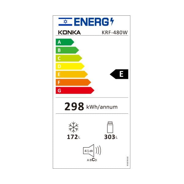 KONKA KRF-480W- מקרר 4 דלתות קונקה 475 ליטר נירוסטה | יבואן רשמי