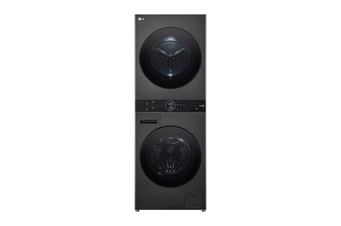 LG WT40 – מכונת כביסה 12 ק״ג + מייבש 10 ק״ג במגדל שחור יוקרתי