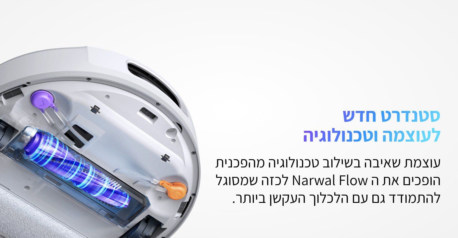 NARWAL Flow שואב אבק רובוטי שוטף 22,000Pa עם ריקון עצמי וניווט AI | יבואן רשמי-משלוח מהיר
