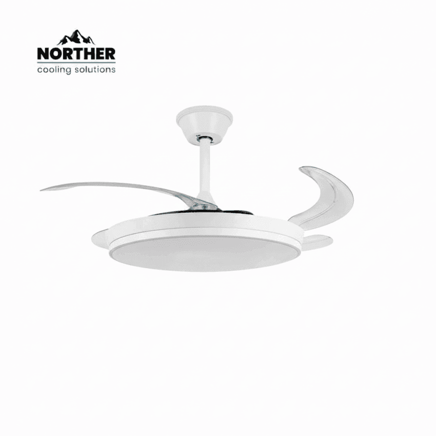 מאוורר תקרה NORTHER DAISY NT-DAI42-W-L – כנפיים מתקפלות ותאורת LED CCT | יבואן רשמי