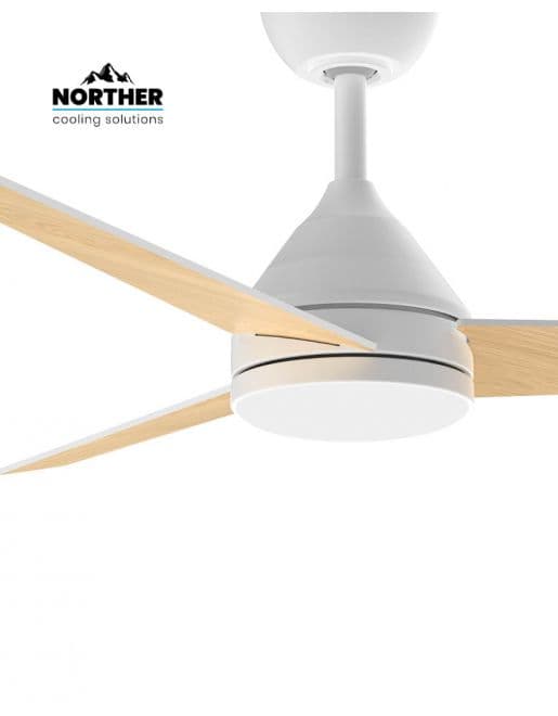 מאוורר תקרה NORTHER YOUNG NTP-YNG48-WHWD-LED בגודל 48" לבן ודמוי עץ עם תאורת לד ומנוע DC | יבואן רשמי