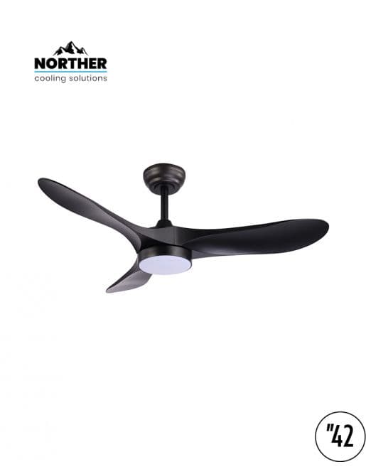 מאוורר תקרה NORTHER YORK 42 דגם NTP-YRK42-BK-LED שחור כולל מנוע פרימיום DC שקט, תאורת לד CCT וזיכרון לשעון שבת נורטר - יבואן רשמי