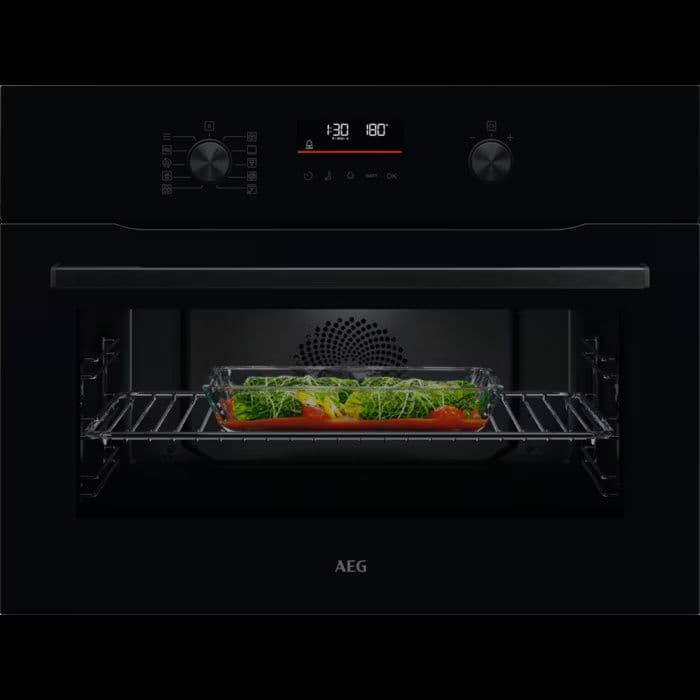 תנור משולב מיקרוגל AEG OK6NK40K אא"ג בנוי 45 ס"מ שחור בטכנולוגיית CombiQuick בנפח 44 ליטר