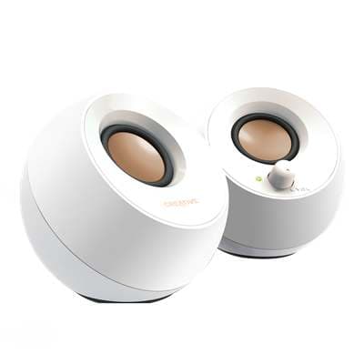 רמקולים למחשב Creative Pebble PRO קריאייטיב עוצמתיים עם תאורת RGB וחיבור USB-C לבן יבואן רשמי