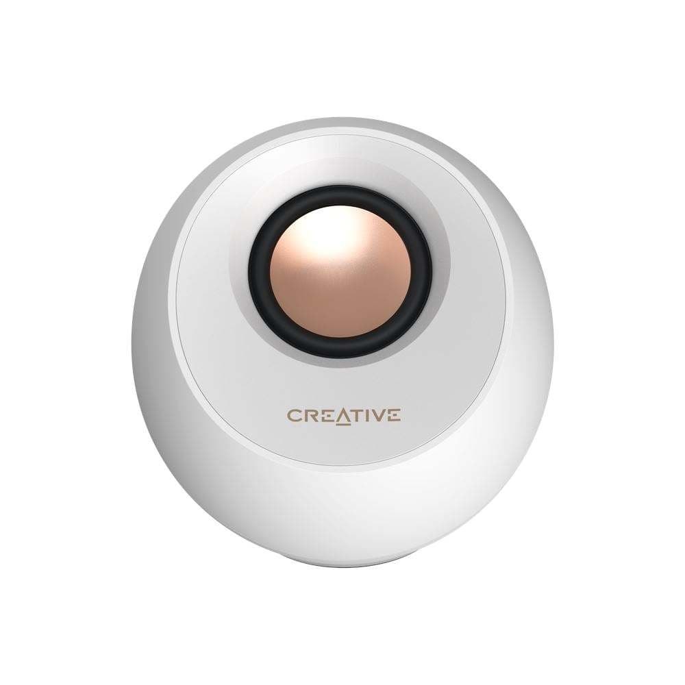רמקולים למחשב Creative Pebble PRO קריאייטיב עוצמתיים עם תאורת RGB וחיבור USB-C לבן יבואן רשמי