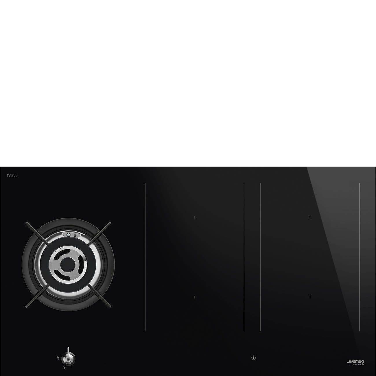 כיריים משולבות גז ואינדוקציה ברוחב 90 ס"מ SMEG PM3953D אינדוקציה וגז במשטח אחד | משלוח מהיר