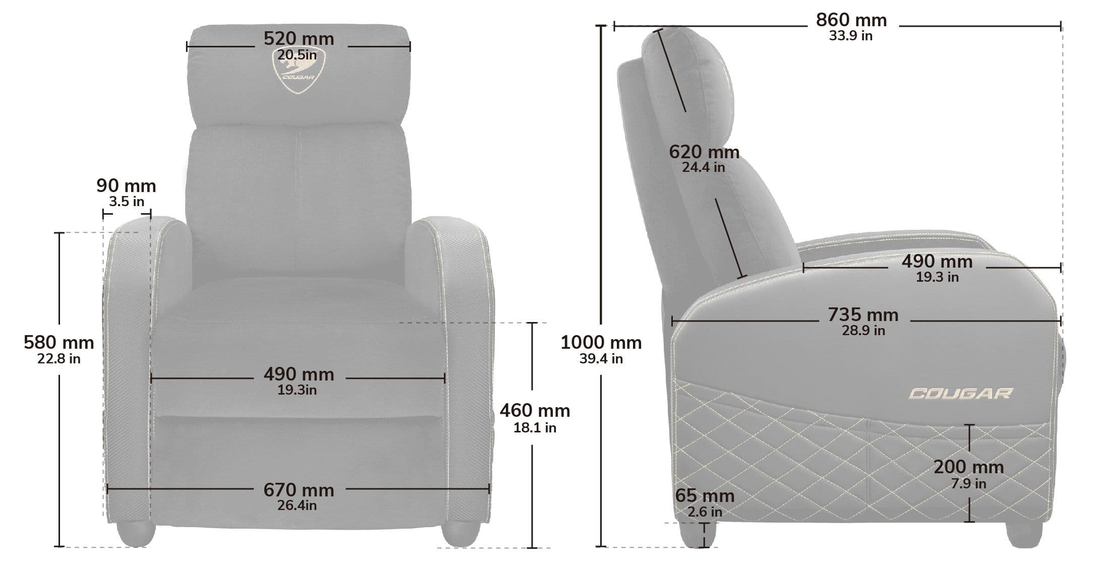 ספת גיימינג COUGAR RANGER ELITE JET GRAY עם הדום נשלף יבואן רשמי