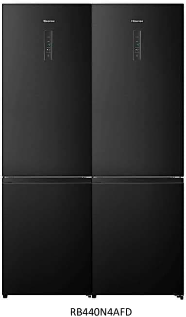 Hisense RB440N4AFD – מקרר 2 דלתות 336 ליטר NoFrost עם מקפיא תחתון Inverter נירוסטה מושחרת | יבואן רשמי