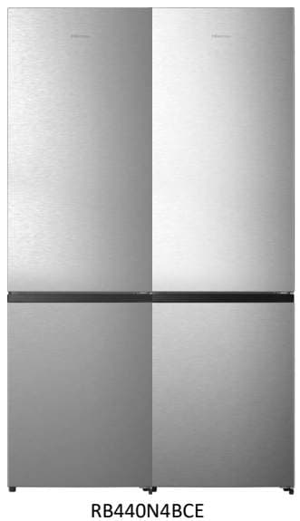 Hisense RB440N4BCE – מקרר 2 דלתות 336 ליטר NoFrost עם מקפיא תחתון Inverter נירוסטה | יבואן רשמי