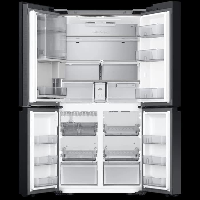 מקרר 4 דלתות Samsung RF65DB970E22 - בנפח 645 ליטר BESPOKE זכוכית שחורה עם בר מים ויצרן קרח | יבואן רשמי