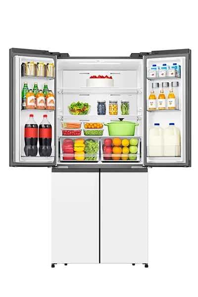 Hisense RQ581WG – מקרר 4 דלתות זכוכית לבנה 483 ליטר עם Inverter ו-No Frost | יבואן רשמי