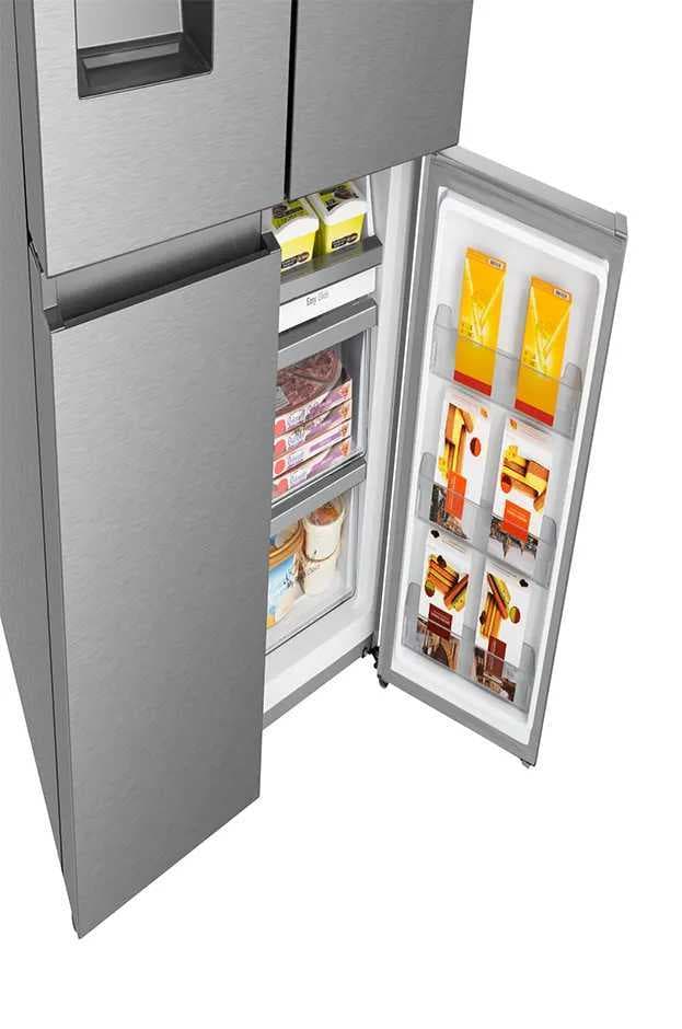 Hisense RQ760N4SASE – מקרר 4 דלתות 584 ליטר נירוסטה עם מקפיא תחתון, בר חיצוני, Inverter ו-No Frost | יבואן רשמי