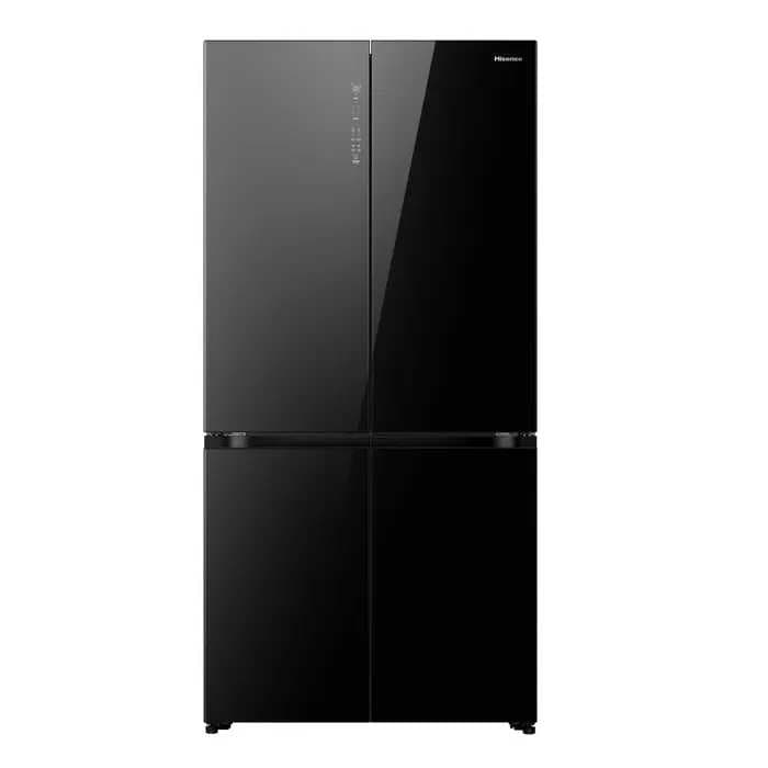 מקרר 4 דלתות Hisense QZero RQ84BG הייסנס זכוכית שחורה בנפח 591 ליטר ועומק 60 ס"מ עם מגירת ואקום יבואן רשמי