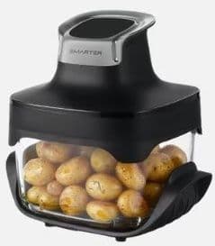 SMARTER Air Fryer - סיר טיגון ללא שמן עם 2 קערות זכוכית 4.5+2.5 ליטר 1500W לאפייה וטיגון בריא | יבואן רשמי