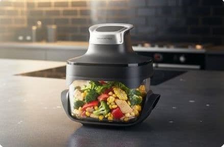 SMARTER Air Fryer - סיר טיגון ללא שמן עם 2 קערות זכוכית 4.5+2.5 ליטר 1500W לאפייה וטיגון בריא | יבואן רשמי