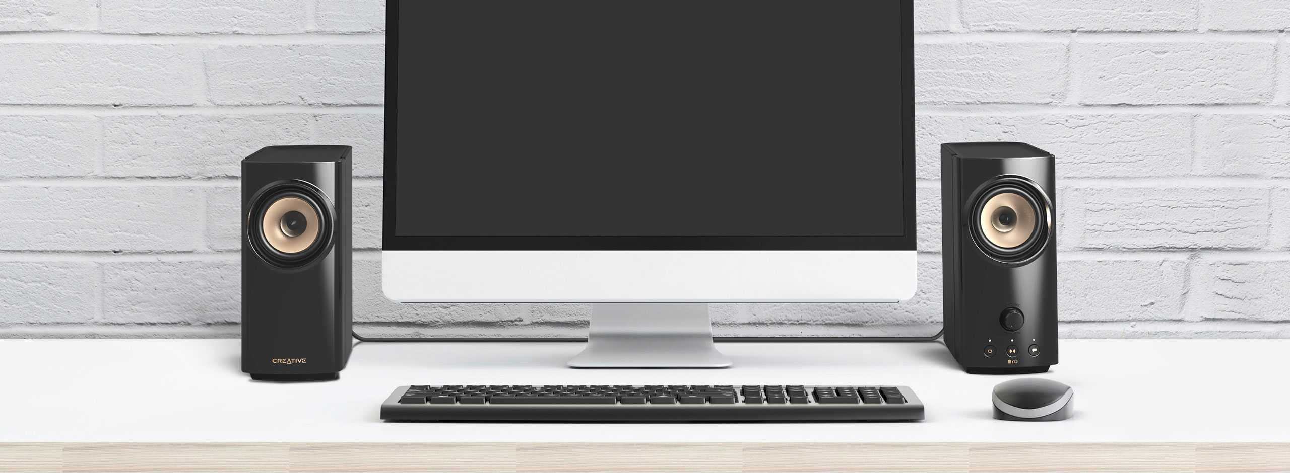 רמקולים למחשב Creative T60 רמקולי סטריאו קריאייטיב 2.0 עם בלוטות' וחיבור USB-C יבואן רשמי