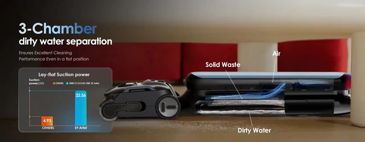 שואב שוטף אלחוטי Tineco FLOOR ONE S9 Artist Pro – עד 75 דקות עבודה