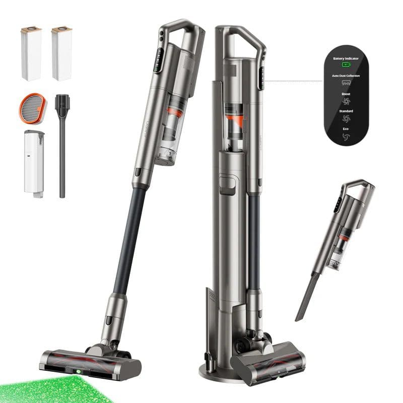 שואב אבק אלחוטי UWANT V500 עם עמדת ניקוי עצמי Dust-Hive צבע אפור | יבואן רשמי | משלוח מהיר