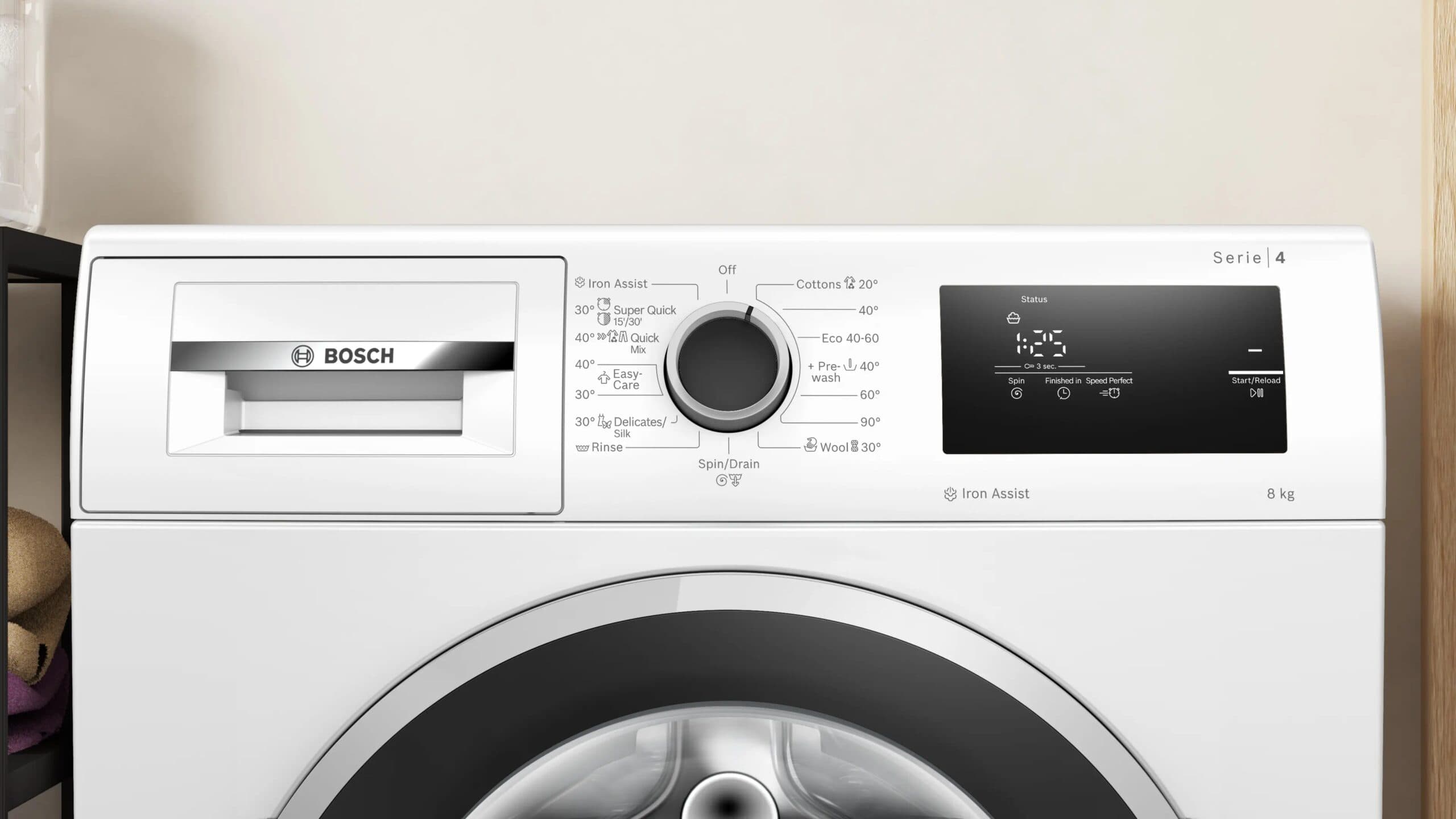 מכונת כביסה 8 ק״ג WAN2806NBY עם Iron Assist שקטה וחסכונית 1400 סל״ד | משלוח מהיר