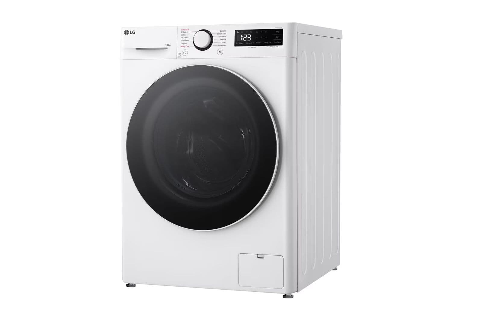 LG WF11114WBW: מכונת כביסה 11 ק"ג עם AI DD™, קיטור ודירוג A-10% אנרגטי | יבואן רשמי
