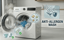 מכונת כביסה 8 ק"ג Gorenje WNH80 גורניה מנוע אינוורטר 1400 סל"ד עם שטיפה באדים ודירוג A