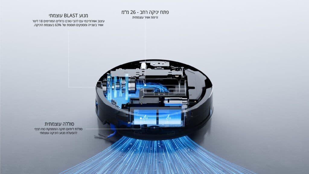 שואב אבק רובוטי שוטף ECOVACS DEEBOT X11 OmniCyclone עם תחנה ללא שקית ועוצמת שאיבה 19,500Pa