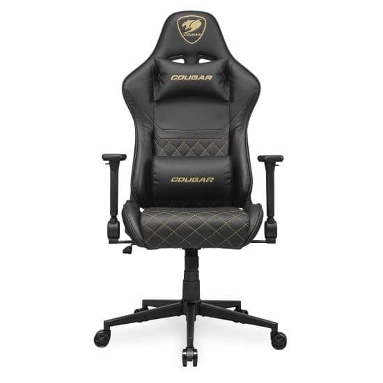 כיסא גיימינג COUGAR Armor One V2 Gold עם משענות 4D מתקפלות, הטיה 155 מעלות וגב גבוה יבואן רשמי