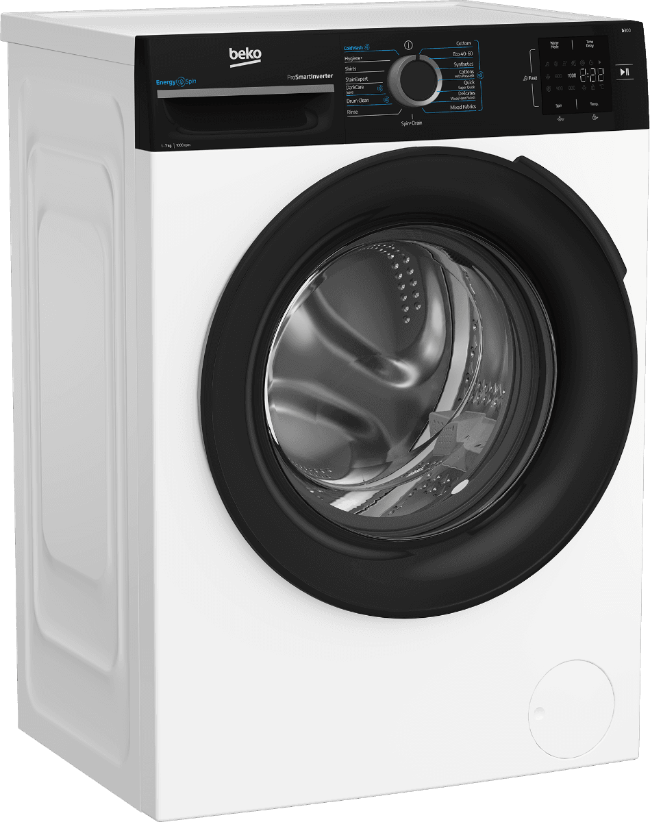 מכונת כביסה BEKO BK7129UM ‏7 ק״ג, 1,000 סל״ד, לבנה עם פאנל שחור