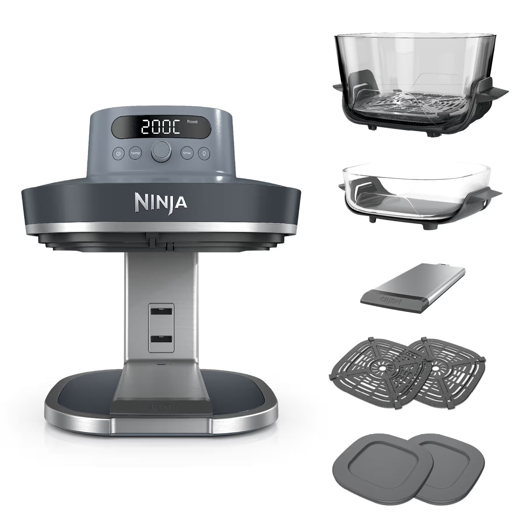 מערכת בישול וטיגון באוויר מזכוכית Ninja CRISPi PRO XL AS101EUCY ‏5.7+2.3 ליטר 2050W - יבואן רשמי | משלוח מהיר