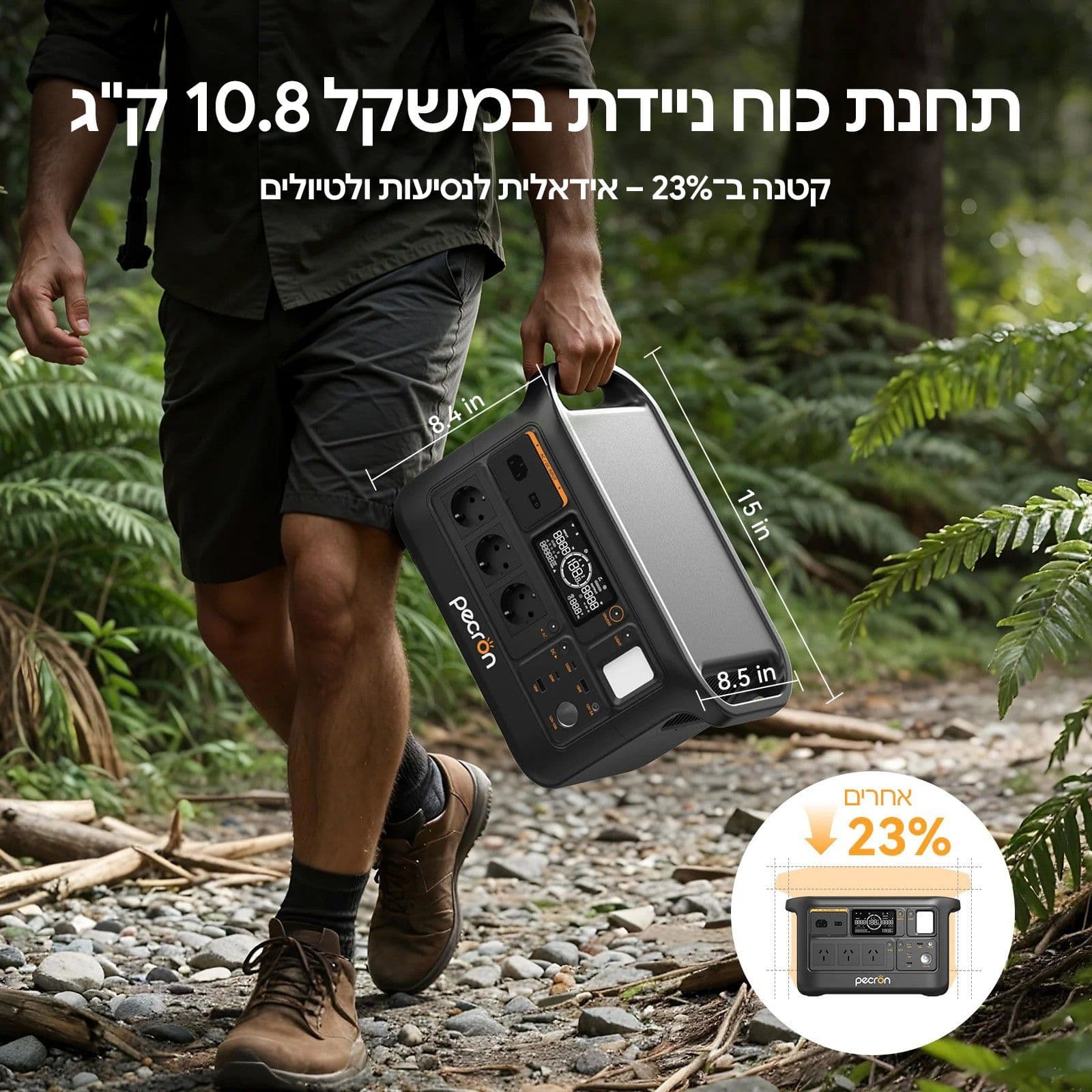 תחנת כוח ניידת PECRON F1000LFP בהספק 1500W וקיבולת 960Wh עם סוללת LiFePO4, טעינה מהירה וגיבוי UPS - יבואן רשמי | משלוח מהיר