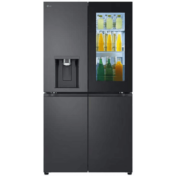 מקרר 4 דלתות LG GMG960 – 638 ליטר עם Knock Knock ובר מים וקרח גימור שחור מט | משלוח מהיר