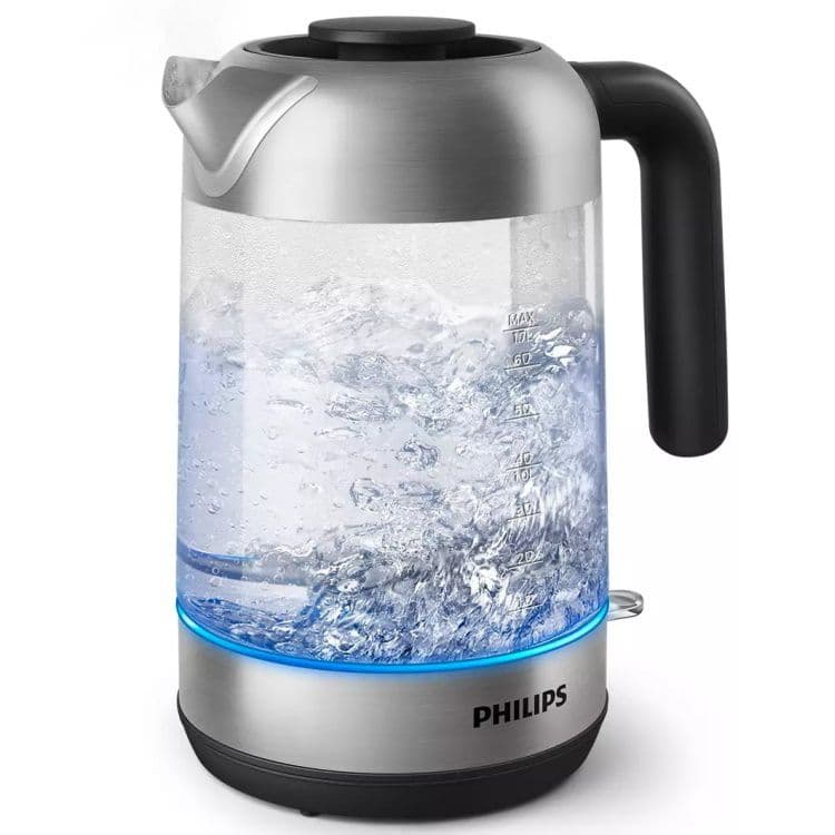 קומקום זכוכית פיליפס 1.7 ליטר דגם Philips HD9339/80 - עם תאורת LED ובסיס מסתובב 360° | יבואן רשמי | משלוח מהיר