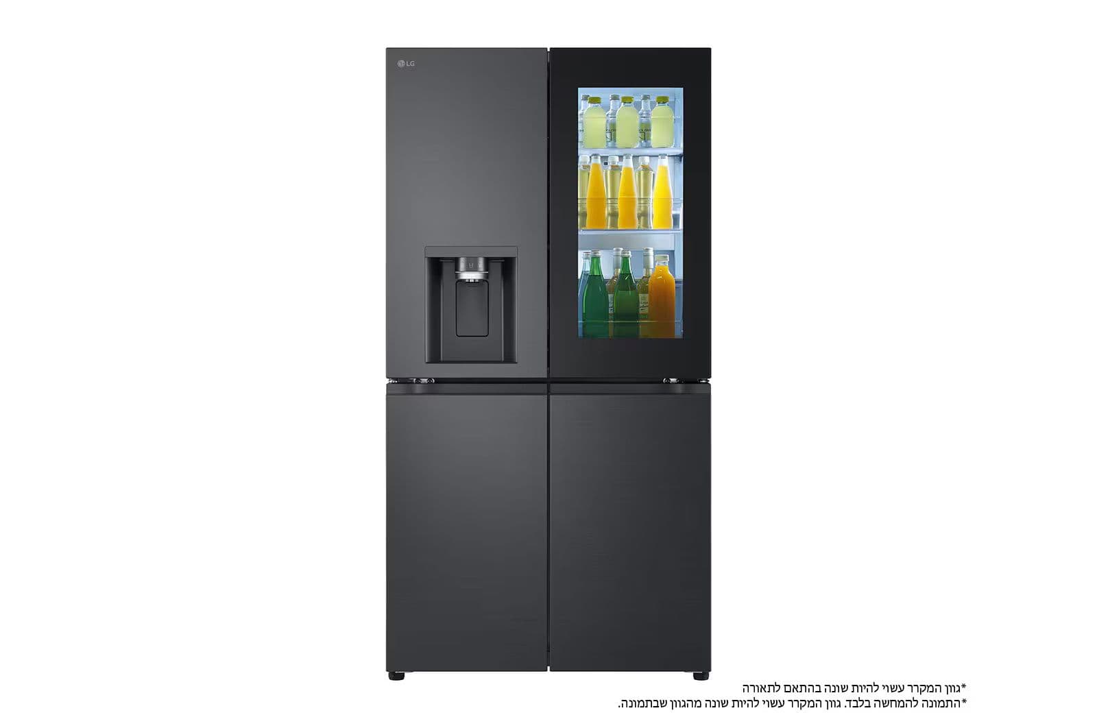 מקרר 4 דלתות מקפיא תחתון LG GR-730BINS בגימור נירוסטה מושחרת בנפח 638 ליטר | יבואן רשמי