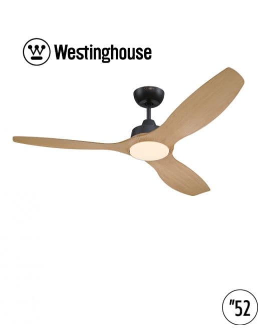 מאוורר תקרה Westinghouse Montana בגודל 52" שחור עם מנוע DC, שלט, תאורה ושעון שבת(73099) | יבואן רשמי-משלוח מהיר