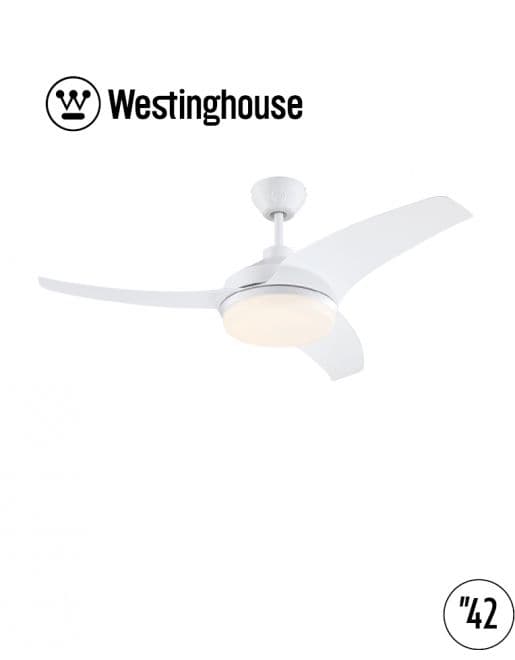 מאוורר תקרה Westinghouse Valeria 73103 בקוטר 42" לבן מנוע DC עם תאורת LED וסטינגהאוס תואם שעון שבת - יבואן רשמי | משלוח מהיר