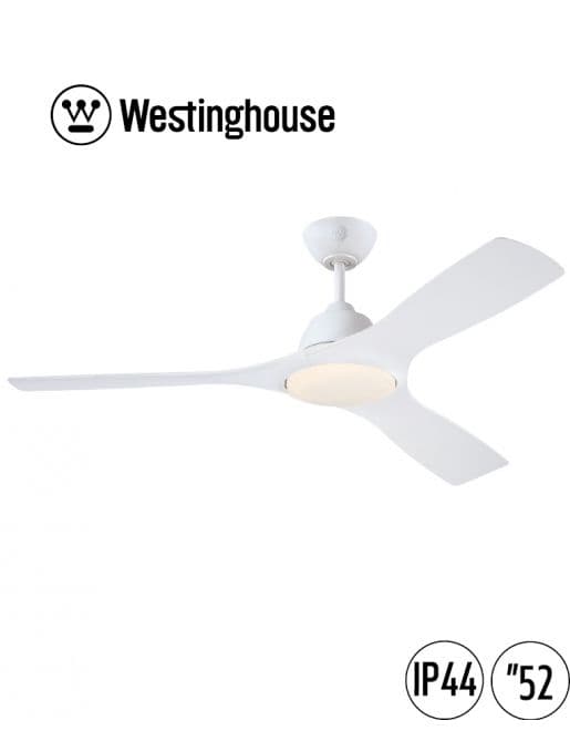 מאוורר תקרה 52 אינץ' WESTINGHOUSE JESSICA 73172 לבן מנוע DC מוגן מים IP44 כולל שלט ותאורה - יבואן רשמי | משלוח מהיר