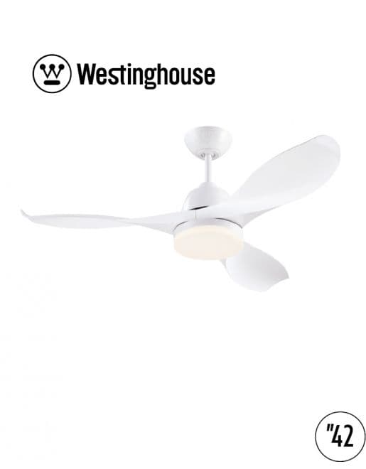 מאוורר תקרה 42 אינץ' WESTINGHOUSE ERICA 73244 וסטינגהאוס מנוע DC שקט לבן מט כולל שלט ותאורת LED יבואן רשמי משלוח מהיר