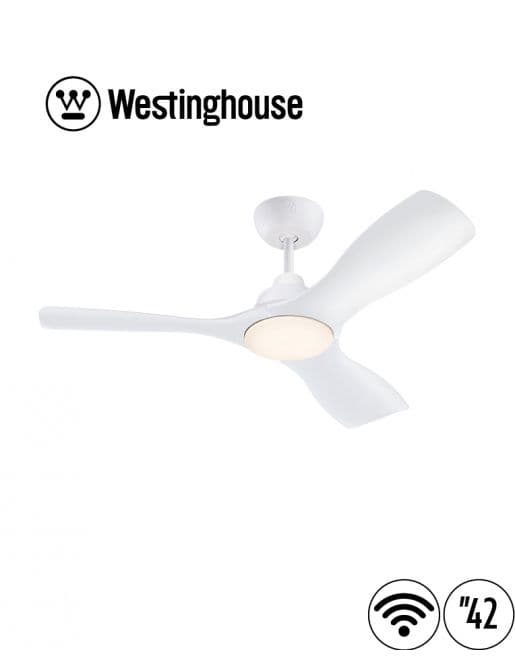 מאוורר תקרה WESTINGHOUSE 73246 ווסטינגהאוס MONTANA WIFI בקוטר 42 אינץ' לבן עם תאורה ושלט, מנוע DC יבואן רשמי