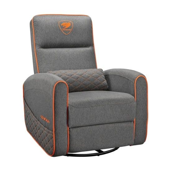 ספת גיימינג קוגר אפור-כתום COUGAR FIDOM Gray מסתובבת מבד נושם עם מנגנון נדנוד ושכיבה עד 150 ק"ג | יבואן רשמי