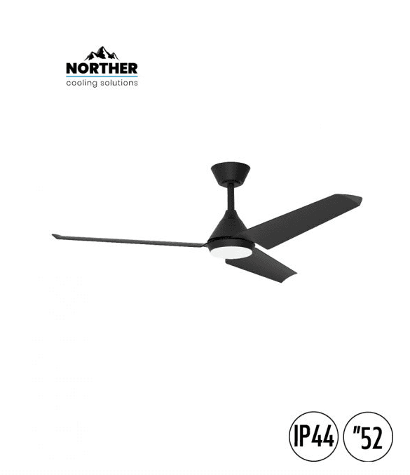 מאוורר תקרה חכם לפרגולה NORTHER TANGO 52 WiFi דגם NTP-TNGIP44-BK-LED-WF – שחור IP44 עם LED ושלט | יבואן רשמי