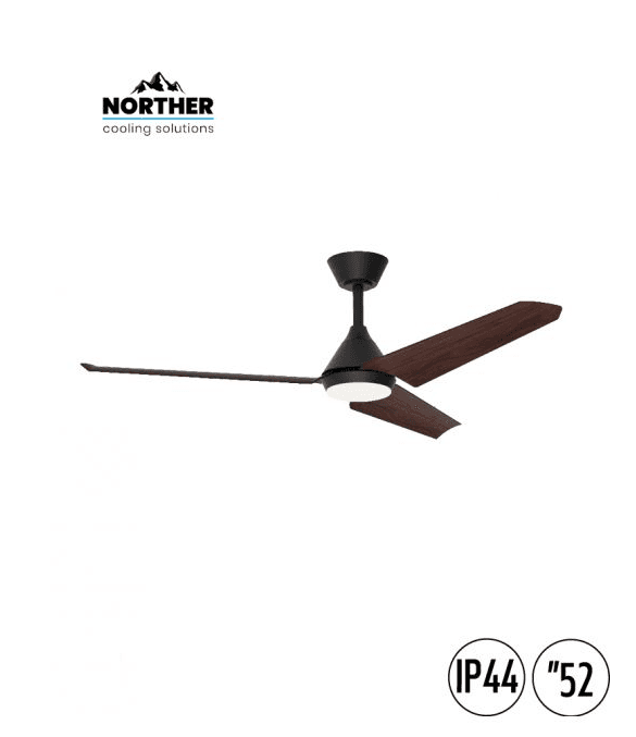 מאוורר תקרה לפרגולה NORTHER TANGO 52 דגם NTP-TNGIP44-BKWD-LED IP44 שחור+עץ עם תאורת LED ושלט | יבואן רשמי-משלוח מהיר