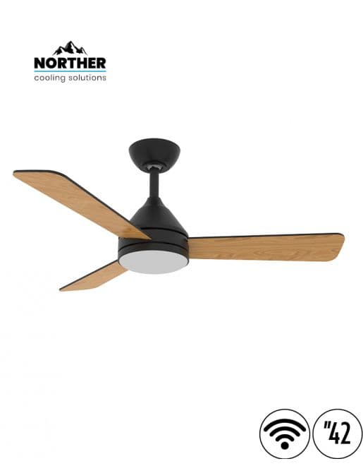 מאוורר תקרה חכם NORTHER YOUNG 42 WiFi NTP-YNG42-BKWD-LED-WF עם מנוע DC ותאורת לד - יבואן רשמי