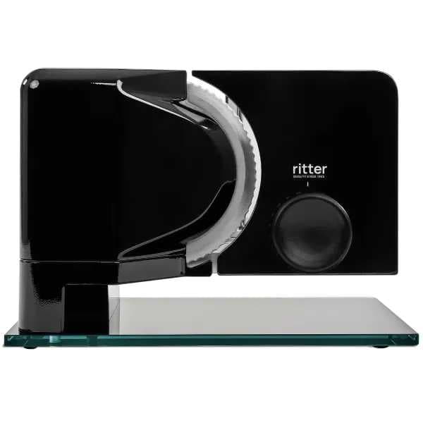 פורס מזון חשמלי Ritter sinus 2 ריטר גרמני שחור במבנה מרחף עם סכין חלקה 17 ס"מ ובסיס זכוכית